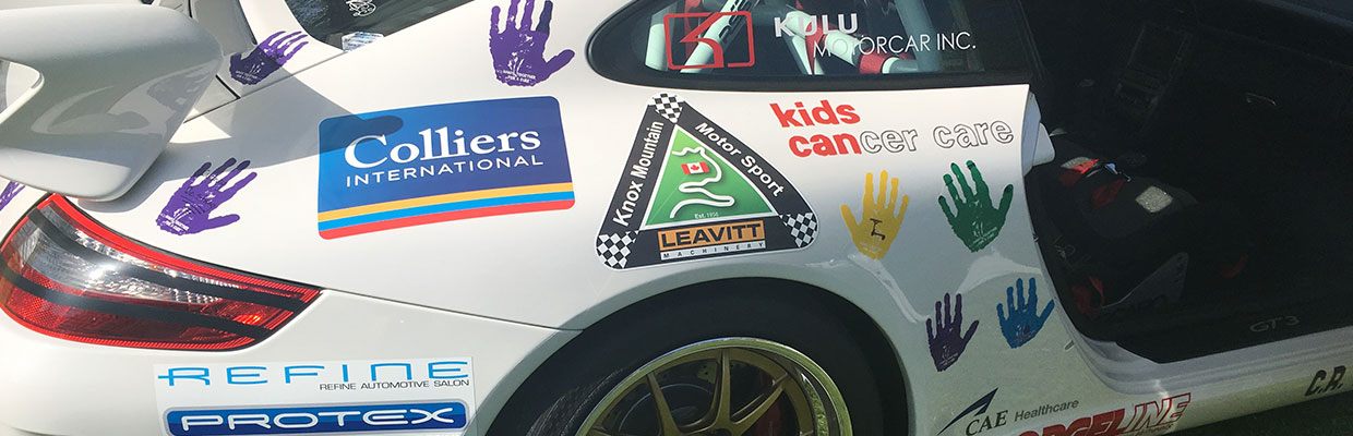 Car with painted hands for Knox Mountain Hill Climb