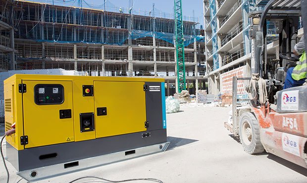 Atlas Copco diesel generator used on a construction site