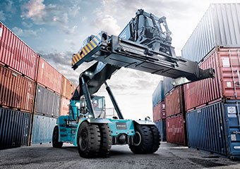 Reach stacker used for it's powerful performance at a port