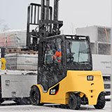 Forklift working in the snow
