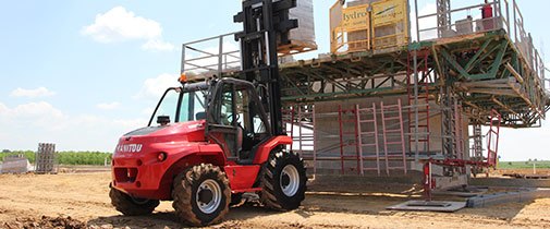 Manitou forklift being used on a construction site