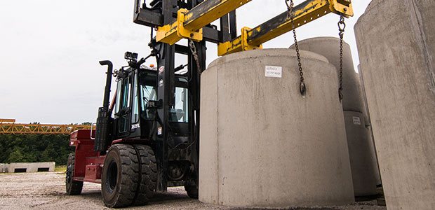 Taylor forklift working in the industrial and manufacturing cement industry