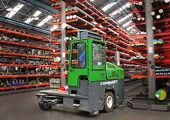 Operator driving a Combilift forklift