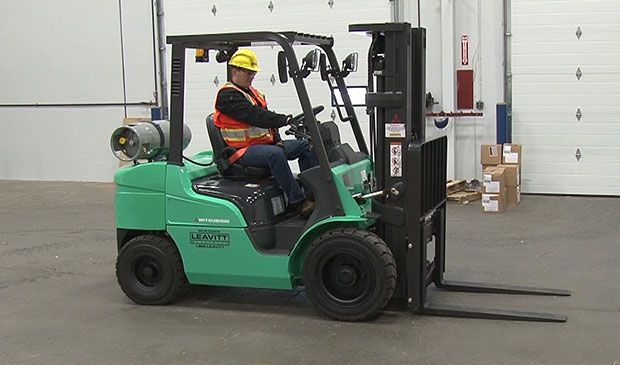 Operator training being done on a counterbalanced forklift