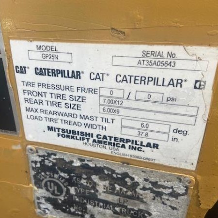 Used 2018 CAT GP25N5 Pneumatic Tire Forklift for sale in Langley British Columbia