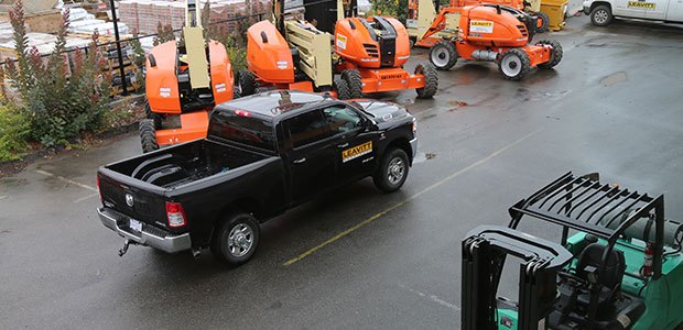 Leavitt trucks and machines parked at a a Leavitt Branch