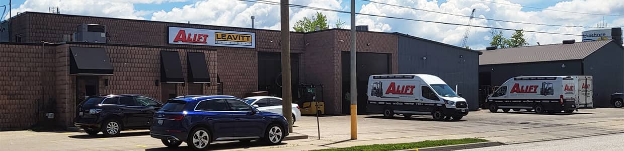 Belle River Location with the A-Lift and the Leavitt Machinery logos