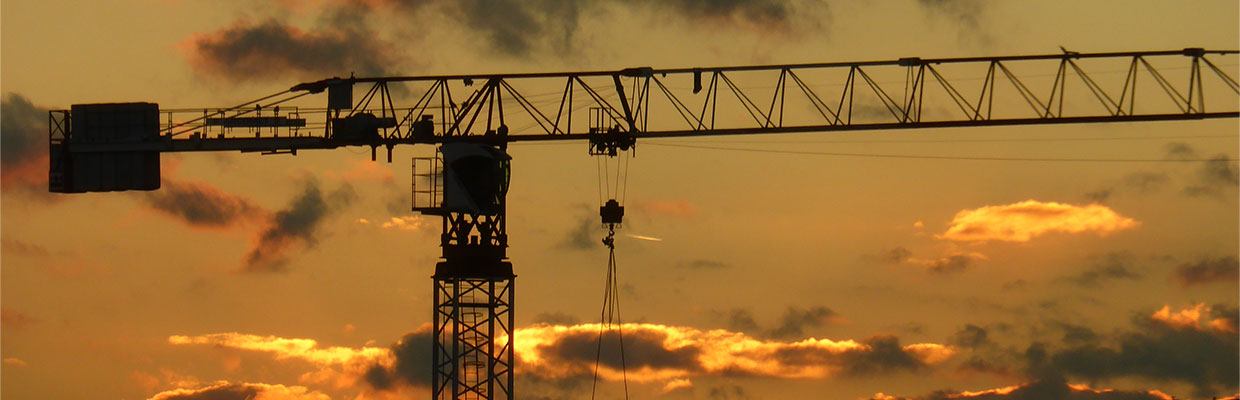 Crane operating at night