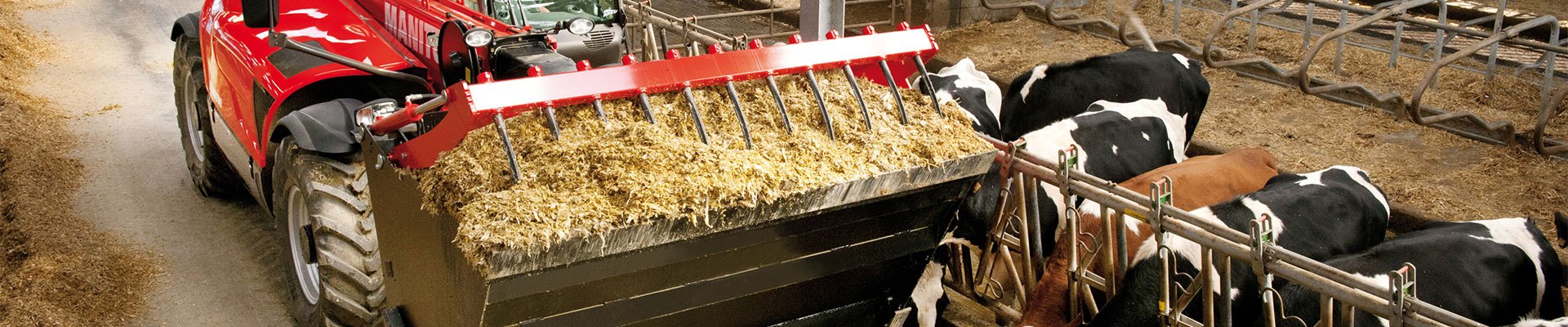 Agriculture equipment working with cows