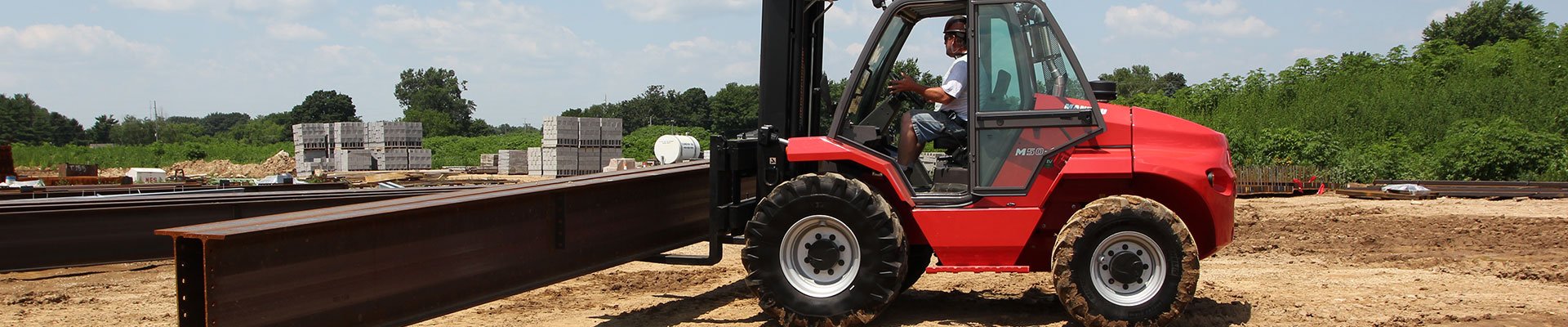 Forklift working in an application site