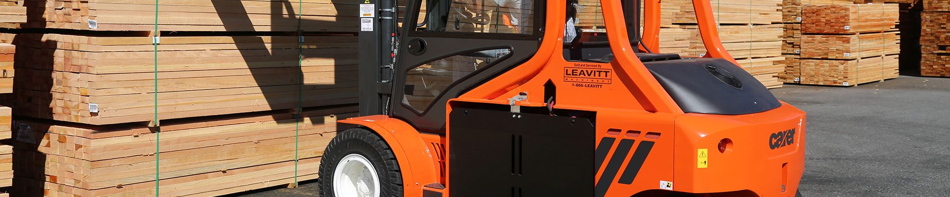 Close up of a carer electric forklift