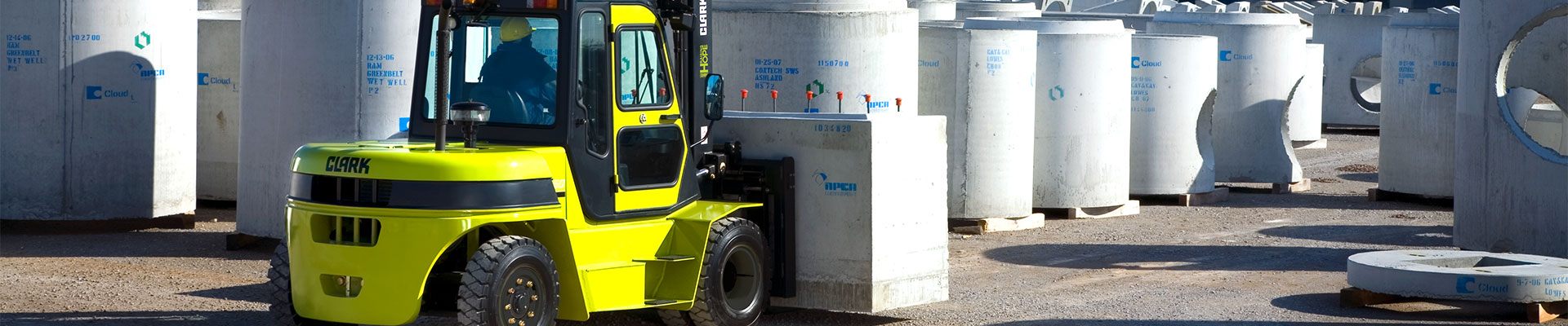 Clark forklift working with materials