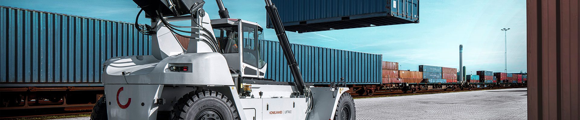 Konecranes reach stacker hauling a container in a port