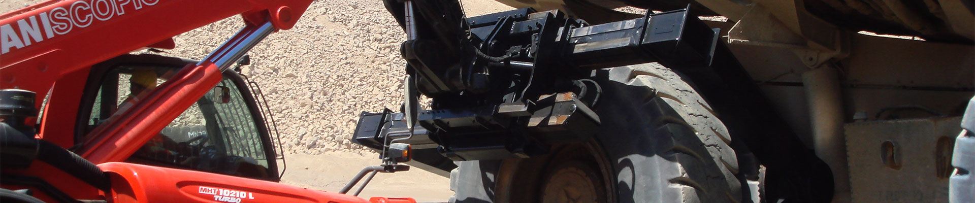 Combilift hauling a mining drive shaft