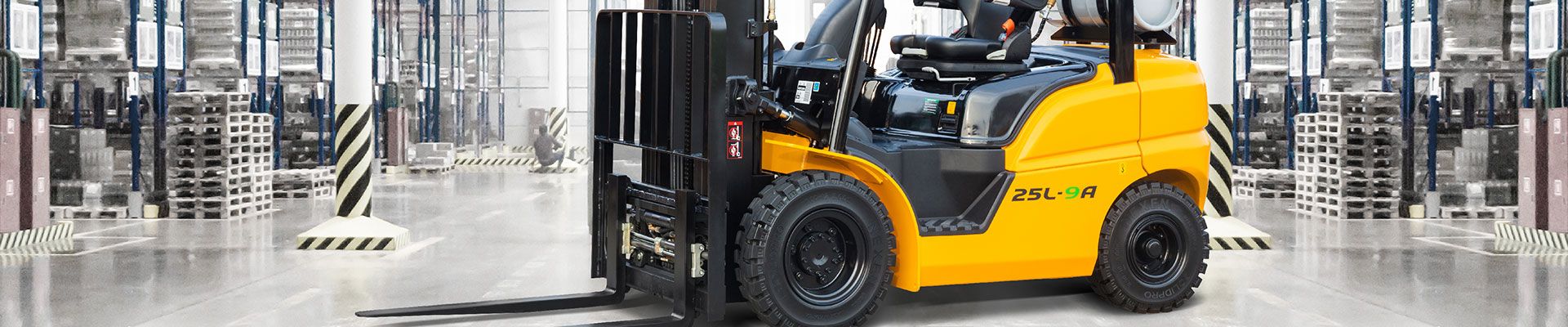 Hyundai new equipment forklift in a warehouse