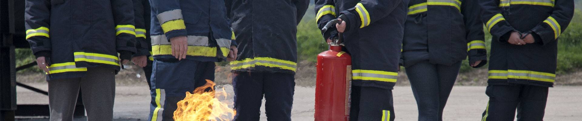 Firefighting participating in safety training