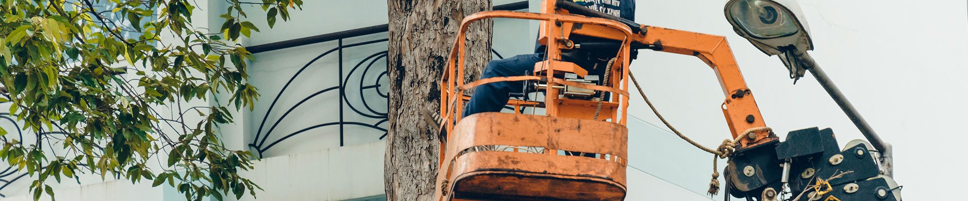 Worker using a truck mounted MEWP