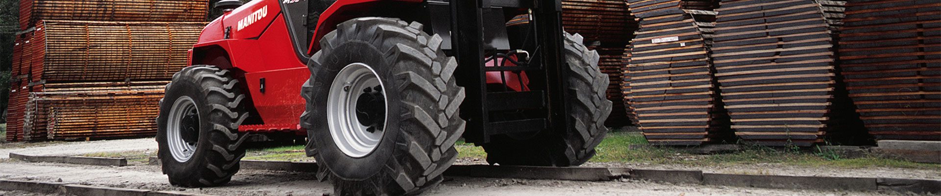 Parts for a Manitou forklift working in a lumber yard