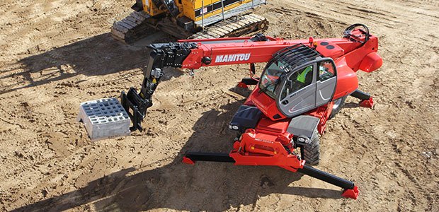 New Manitou MRT rotating telehandler working on a construction site