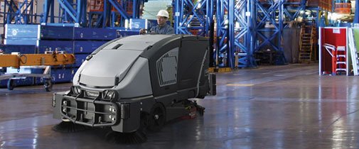 Sweeper cleaning in an industrial building