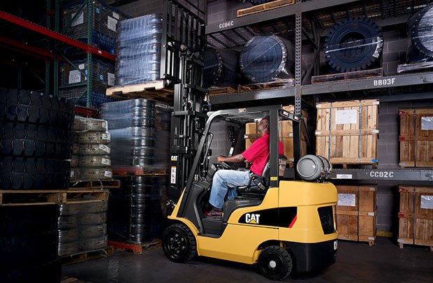 CAT forklift moving materials