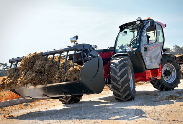 Manitou MLT 737 telehandler working on a farm