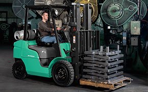 Mitsubishi LPG forklift working in a warehouse