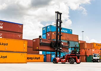 Taylor container handler moving a container