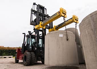 Taylor forklift moving cement blocks