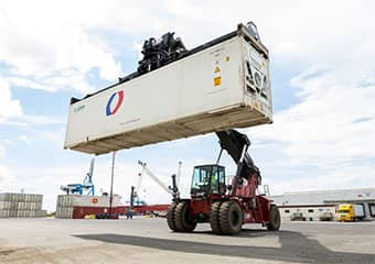 Taylor reach stacker working at a port