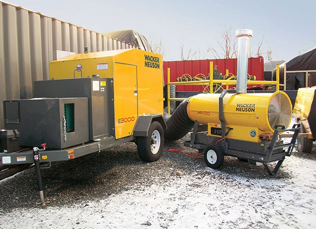 Wacker Neuson indirect fired heater used for a construction site