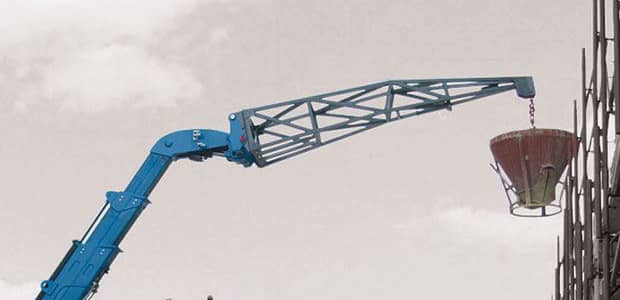 Truss boom attachment used at a construction site