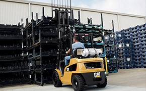 CAT forklift working in a yard on rent