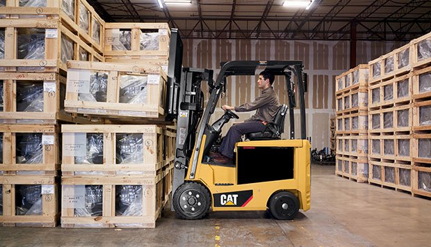 CAT cushion tire rental being used in a warehouse