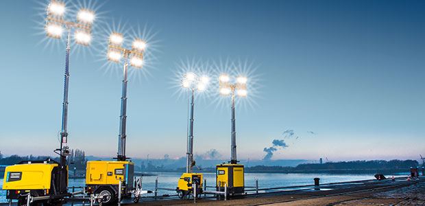 Rental of a light tower on a construction site