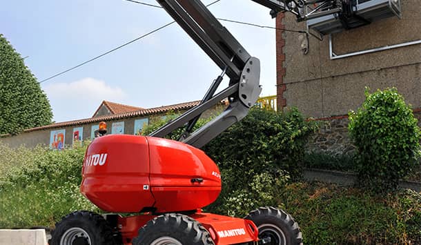 MEWP rental working on a building