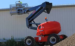 Boom lift being tested after servicing