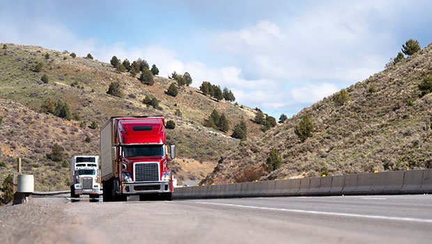 Air Brake training for a big rig driving down the road