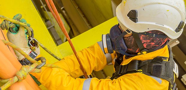 Worker doing  respirator training