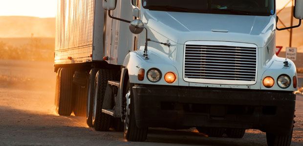 Trained commercial driver driving down the road