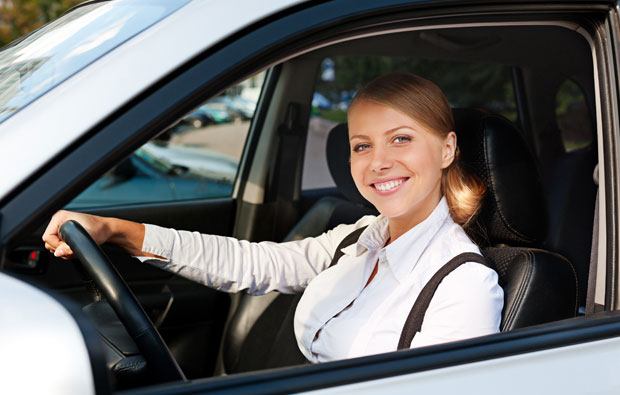 Lady practicing safe driving in Canada