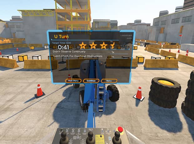 Operator Taking Boom Lift Virtual Reality Training