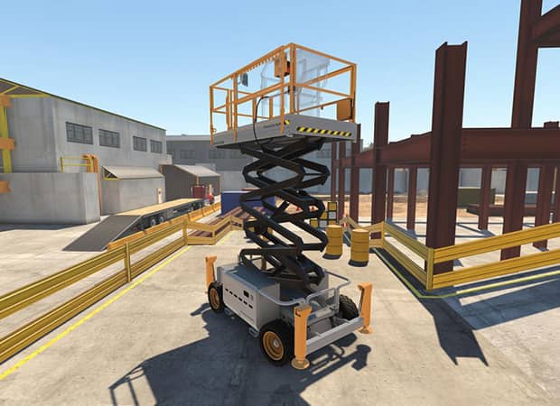 Operator Taking Scissor Lift Virtual Reality Training